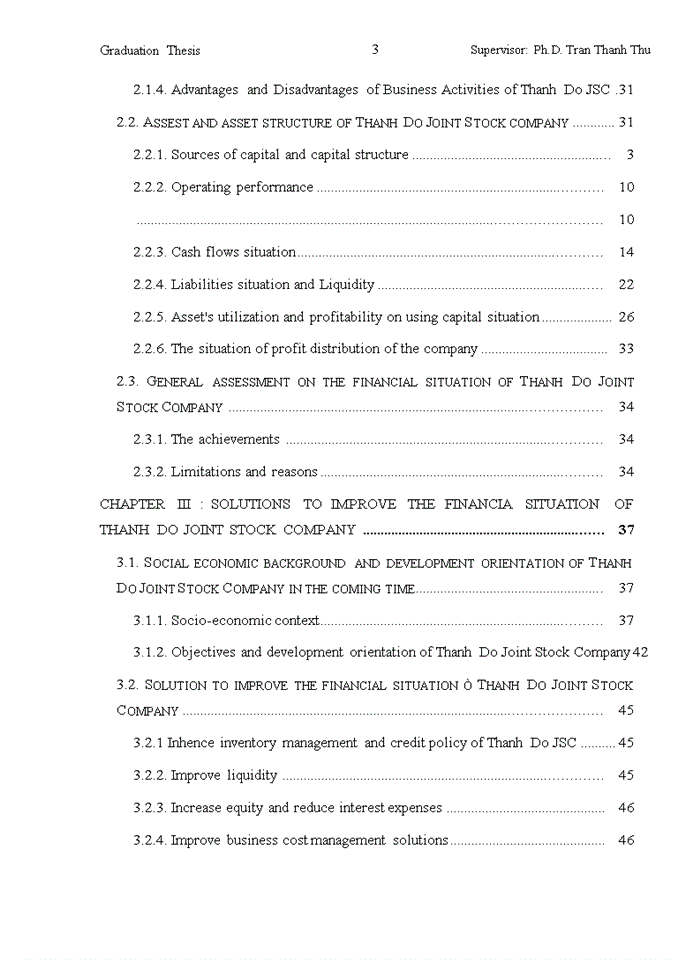 Financial situation of Thanh Do Joint Stock Company