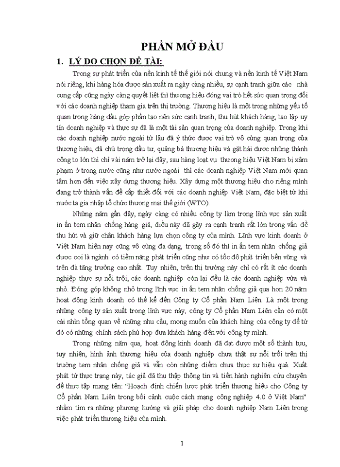 image for page Hoạch định chiến lược phát triển thương hiệu cho Công ty Cổ phần Nam Liên trong bối cảnh cuộc cách mạng công nghiệp 4.0 ở Việt Nam