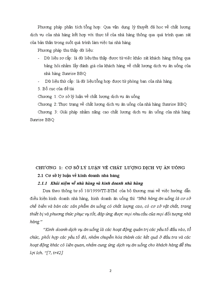 image for page Thực trạng và giải pháp nhằm nâng cao chất lượng dịch vụ ăn uống của nhà hàng sunrise bbq của khách sạn sunrise