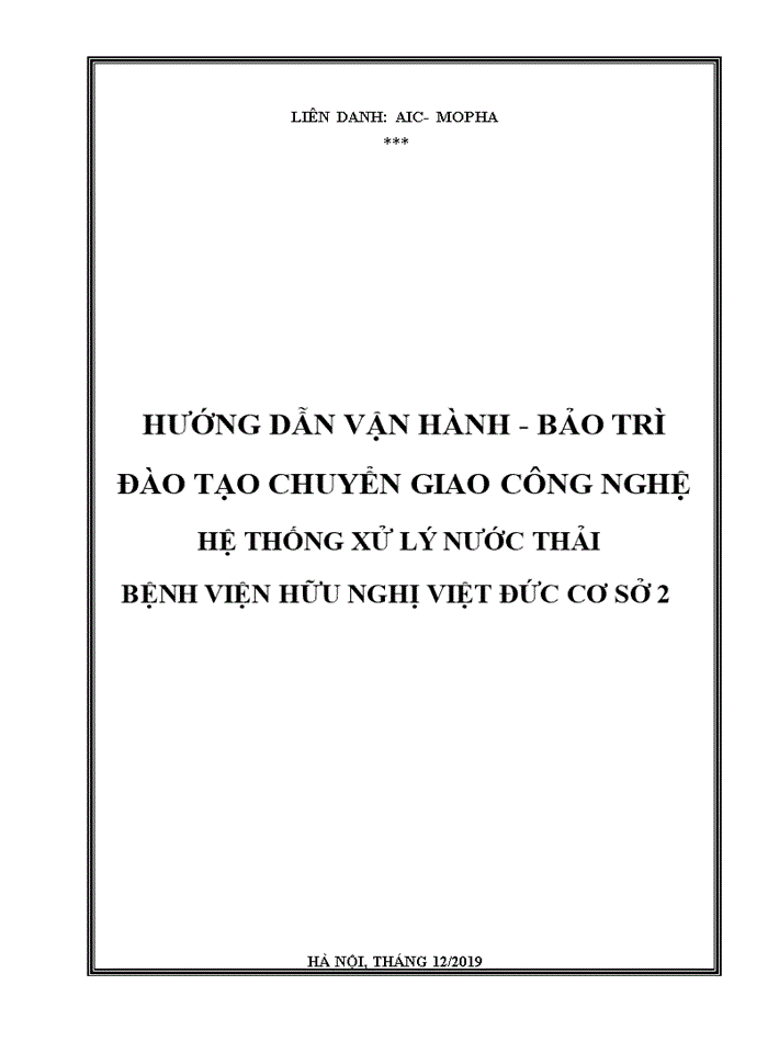 image for page Hướng dẫn vận hành - bảo trì đào tạo chuyển giao công nghệ hệ thống xử lý nước thải bệnh viện hữu nghị việt đức cơ sở 2