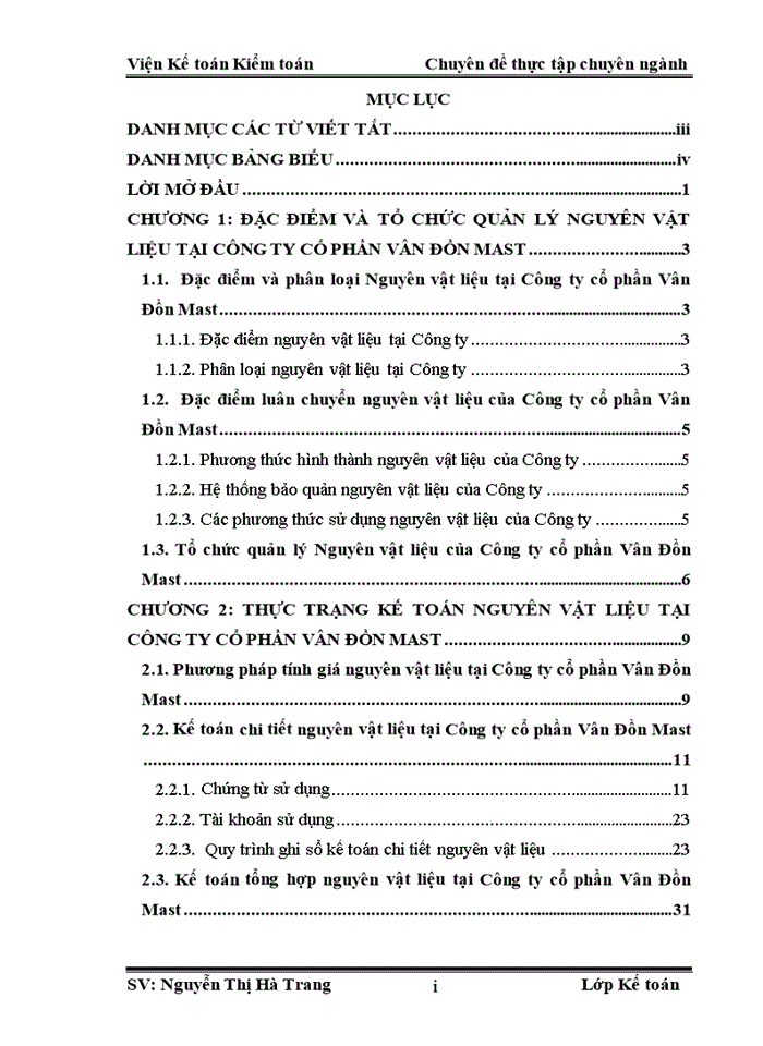 image for page Hoàn thiện kế toán nguyên vật liệu tại Công ty cổ phần Vân Đồn Mast