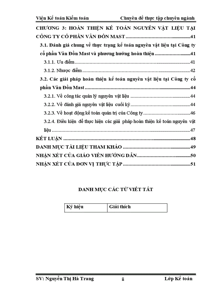 image for page Hoàn thiện kế toán nguyên vật liệu tại Công ty cổ phần Vân Đồn Mast
