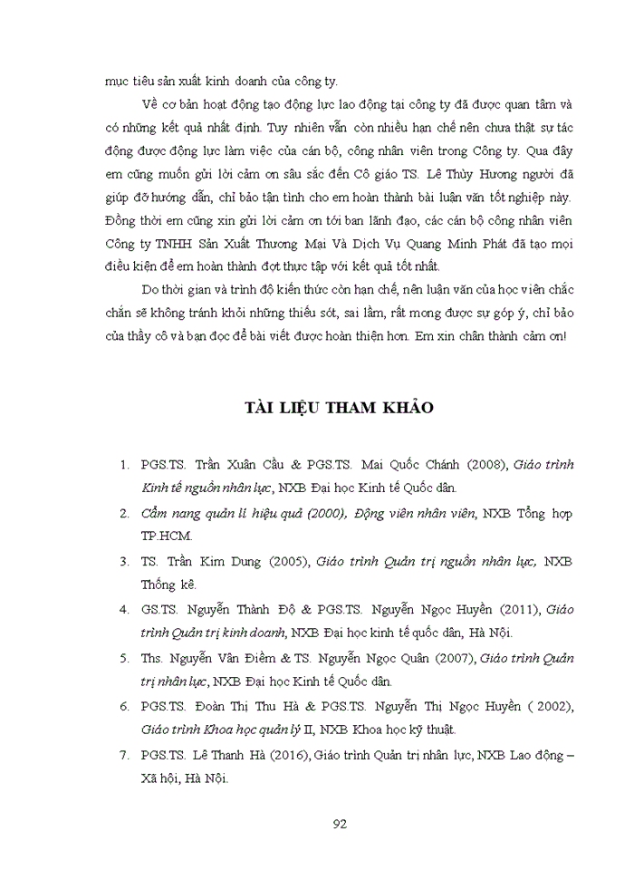 image for page Tạo động lực lao động tại công ty trách nhiệm hữu hạn (TNHH) Sản Xuất Thương Mại Và Dịch Vụ Quang Minh Phát