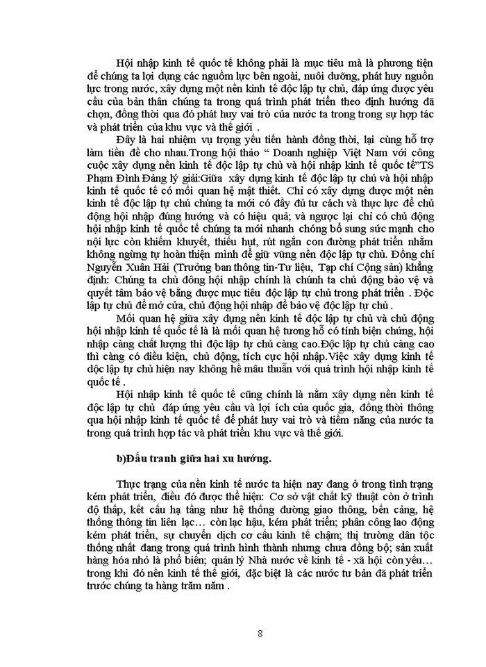 image for page Mâu thuẫn biện chứng giữa xây dựng kinh tế độc lập tự chủ và hội nhập kinh tế Quốc tế
