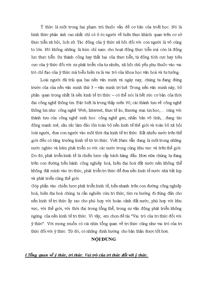 image for page Vai trò của tri thức đối với ý thức