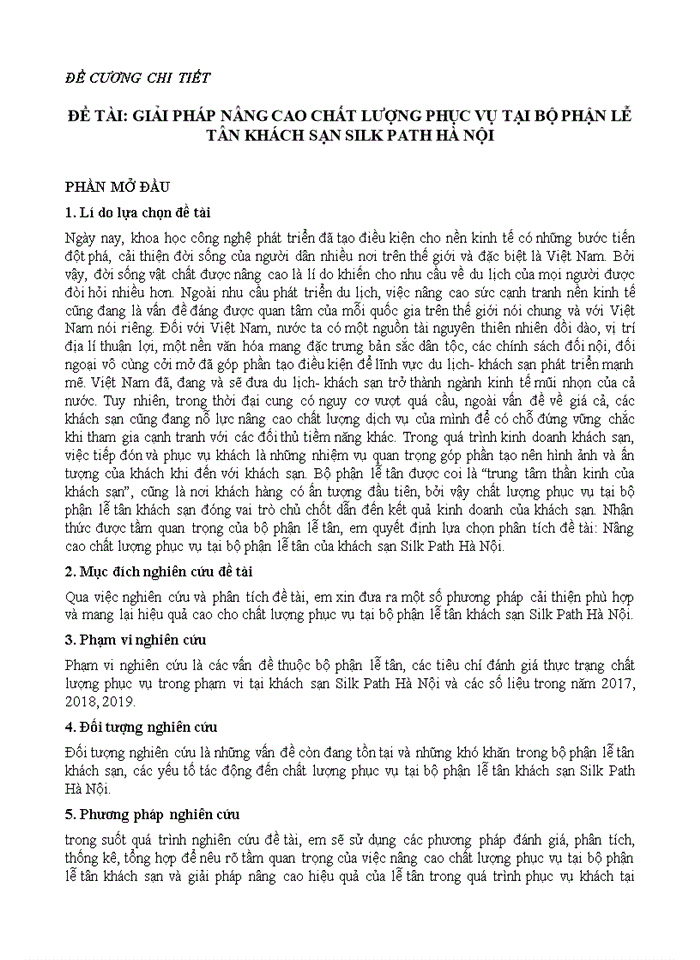 image for page Nâng cao chất lượng phục vụ tại bộ phận lễ tân của khách sạn Silk Path Hà Nội.