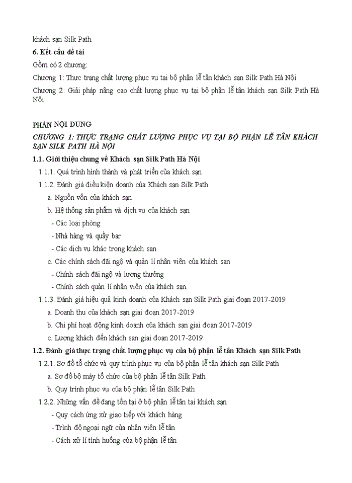 image for page Nâng cao chất lượng phục vụ tại bộ phận lễ tân của khách sạn Silk Path Hà Nội.