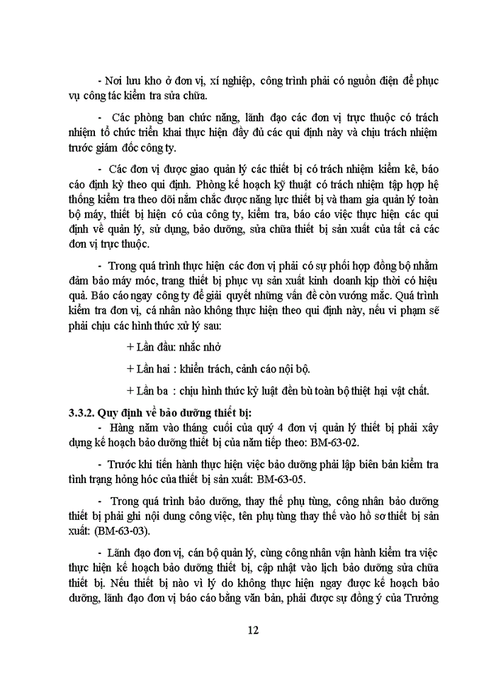 image for page Năng lực hiện có về máy móc trang thiết bị và các biện pháp tổ chức bảo quản, bảo dưỡng, sửa chữa, vận chuyển, lắp đặt máy và thiết bị
