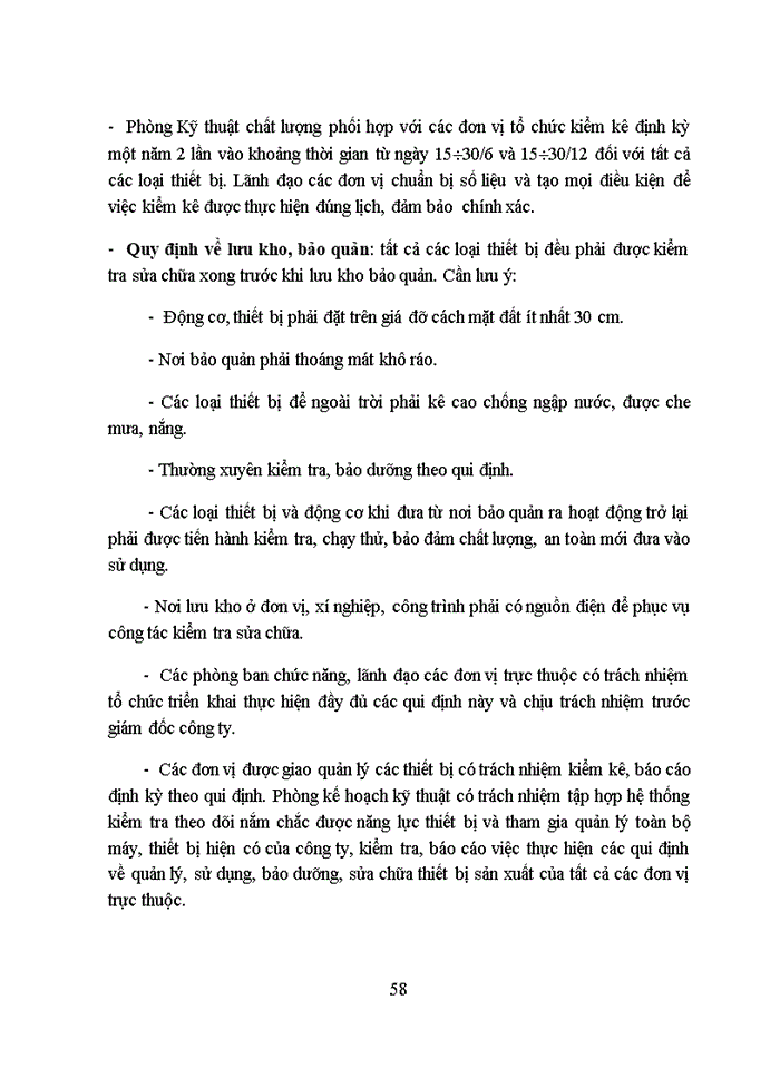 image for page Năng lực hiện có về máy móc trang thiết bị và các biện pháp tổ chức bảo quản, bảo dưỡng, sửa chữa, vận chuyển, lắp đặt máy và thiết bị