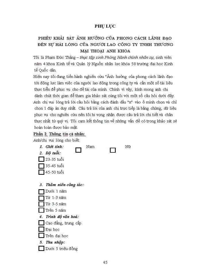 image for page Ảnh hưởng của phong cách lãnh đạo đến động lực làm việc của người lao động tại công ty TNHH thương mại Thoại Anh Khoa