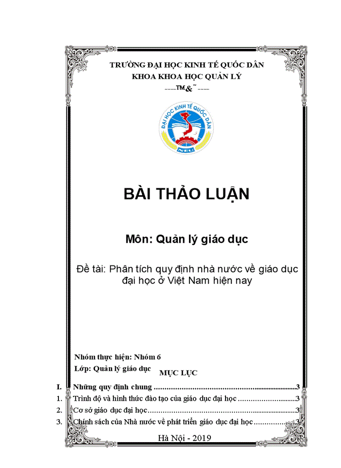 Phân tích quy định nhà nước về giáo dục đại học ở Việt Nam hiện nay