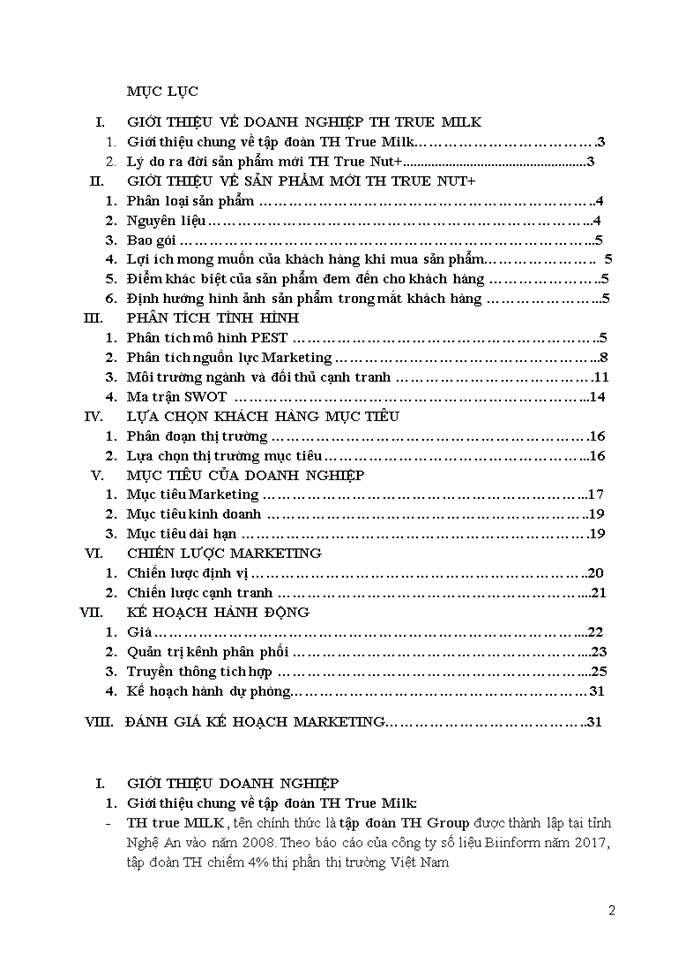 image for page Lập kế hoạch marketing cho sản phẩm mới sữa hạt th true nut+ của ctcp sữa th true milk
