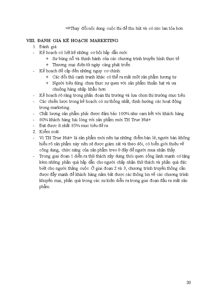 image for page Lập kế hoạch marketing cho sản phẩm mới sữa hạt th true nut+ của ctcp sữa th true milk