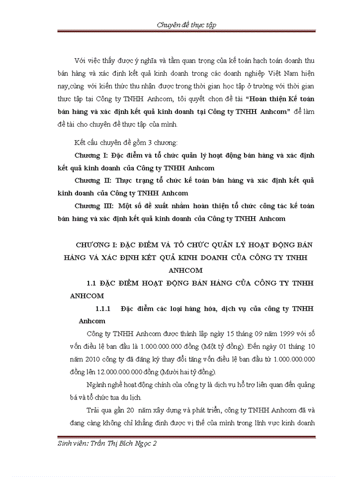 image for page Hoàn thiện Kế toán bán hàng và xác định kết quả kinh doanh tại Công ty TNHH Anhcom