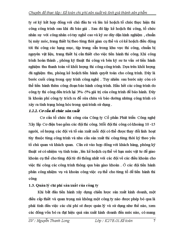 image for page Hoàn thiện kế toán chi phí sản xuất và tính giá thành sản phẩm tại Công ty Cổ phần Phát triển Công nghệ Xây lắp Cơ điện
