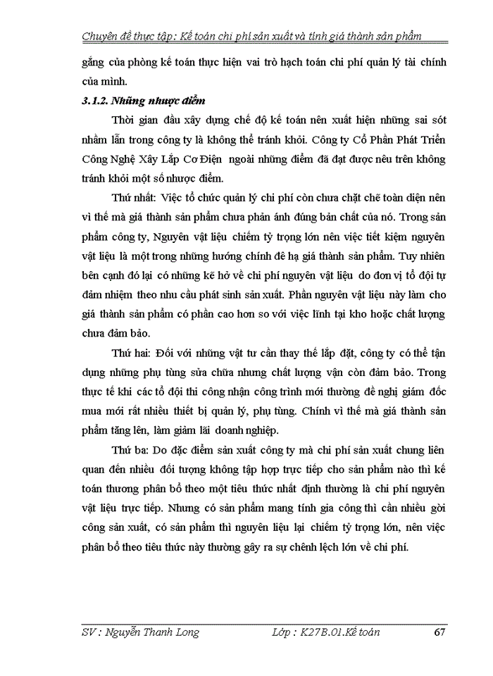 image for page Hoàn thiện kế toán chi phí sản xuất và tính giá thành sản phẩm tại Công ty Cổ phần Phát triển Công nghệ Xây lắp Cơ điện