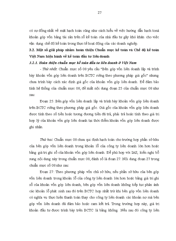 image for page Hoàn thiện kế toán đầu tư liên doanh trong chuẩn mực và chế độ kế toán Việt Nam hiện hành