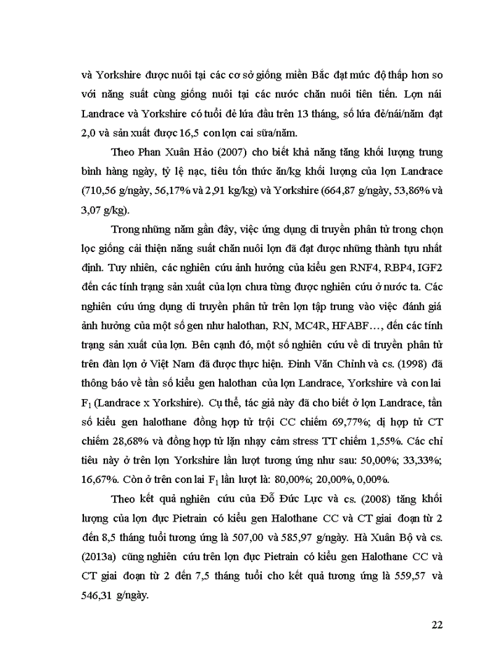 image for page Ảnh hưởng của đa hình gen RNF4 và RBP4 đến sinh trưởng và năng suất thịt của lợn cái hậu bị Landrace và Yorshire