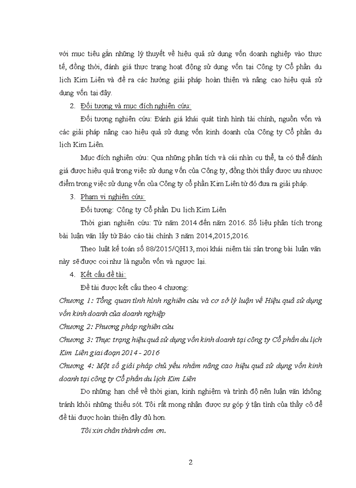 image for page Nâng cao hiệu quả sử dụng vốn tại Công ty Cổ phần Du lịch Kim Liên