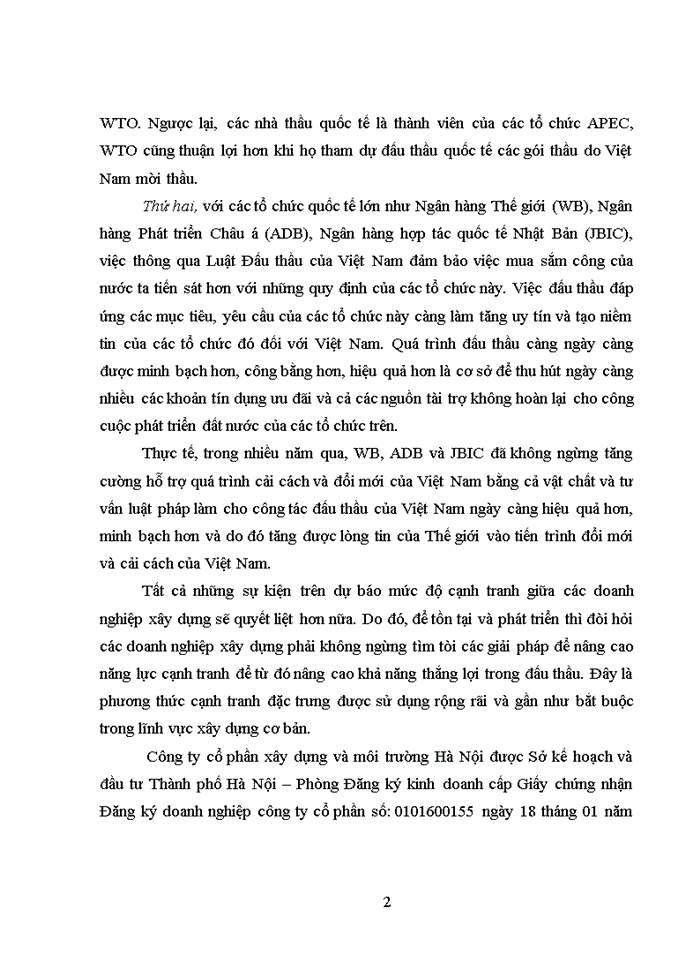 image for page Nâng cao năng lực đấu thầu tại Công ty cổ phần xây dựng và môi trường Hà Nội