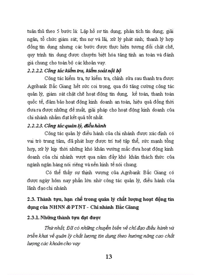 image for page Quản lý chất lượng tín dụng tại Ngân hàng Nông nghiệp và Phát triển nông thôn Việt Nam – Chi nhánh Bắc Giang