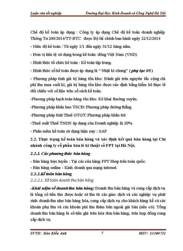 image for page Kế toán bán hàng và xác định kết quả bán hàng tại Chi nhánh công ty cổ phần bán lẻ kĩ thuật số FPT tại Hà Nội