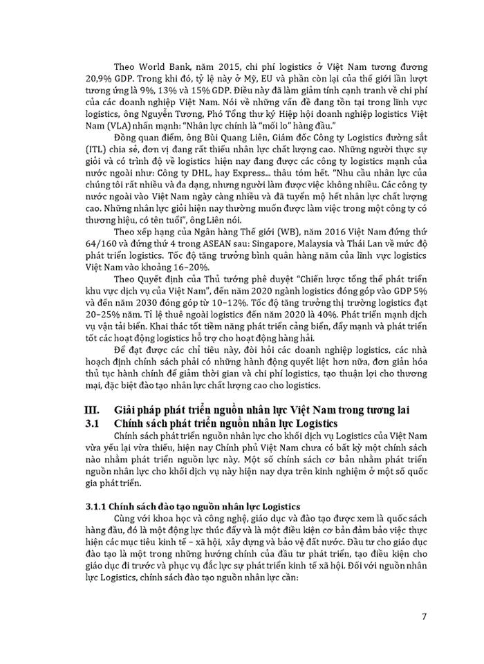 image for page Thực trạng nguồn nhân lực Logistics Việt Nam