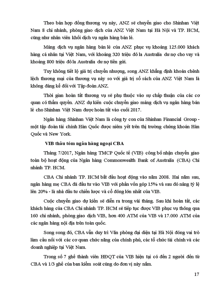 image for page Lý thuyết chung về M&A Thương vụ M&A Ngân hàng nổi tiếng trên thế giới Tình hình M&A tại các NHTM VN 2005 – nay