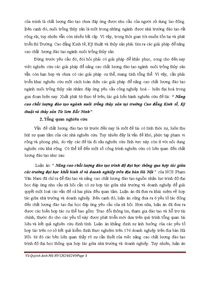 image for page Nâng cao chất lượng đào tạo ngành nuôi trồng thủy sản tại trường Cao đẳng Kinh tế, Kỹ thuật và thủy sản Từ Sơn Bắc Ninh