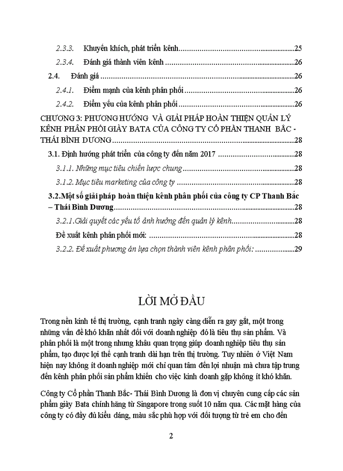 Giải pháp hoàn thiện quản lý kênh phân phối giày bata của công ty cổ phần thanh  bắc - thái bình dương