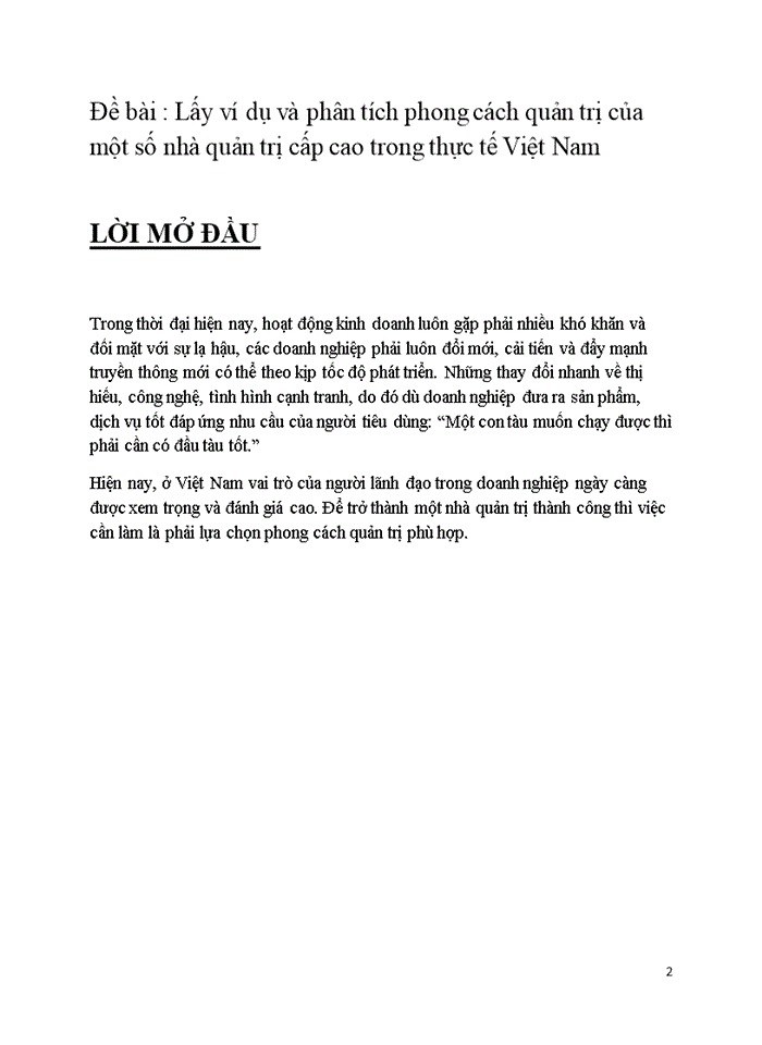 image for page Phân tích phong cách quản trị của một số nhà quản trị cấp cao trong thực tế Việt Nam