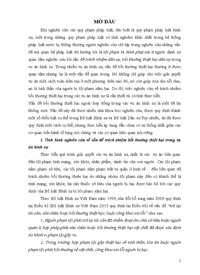 image for page Những quy định của pháp luật về trách nhiện bồi thường thiệt hại trong vụ án hình sự và bình luận khoa học về những điểm mới trong BLDS 2015