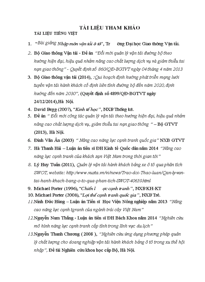image for page Nghiên cứu các giải pháp nâng cao năng lực cạnh tranh của vận tải hành khách bằng ô tô trong xu thế hội nhập