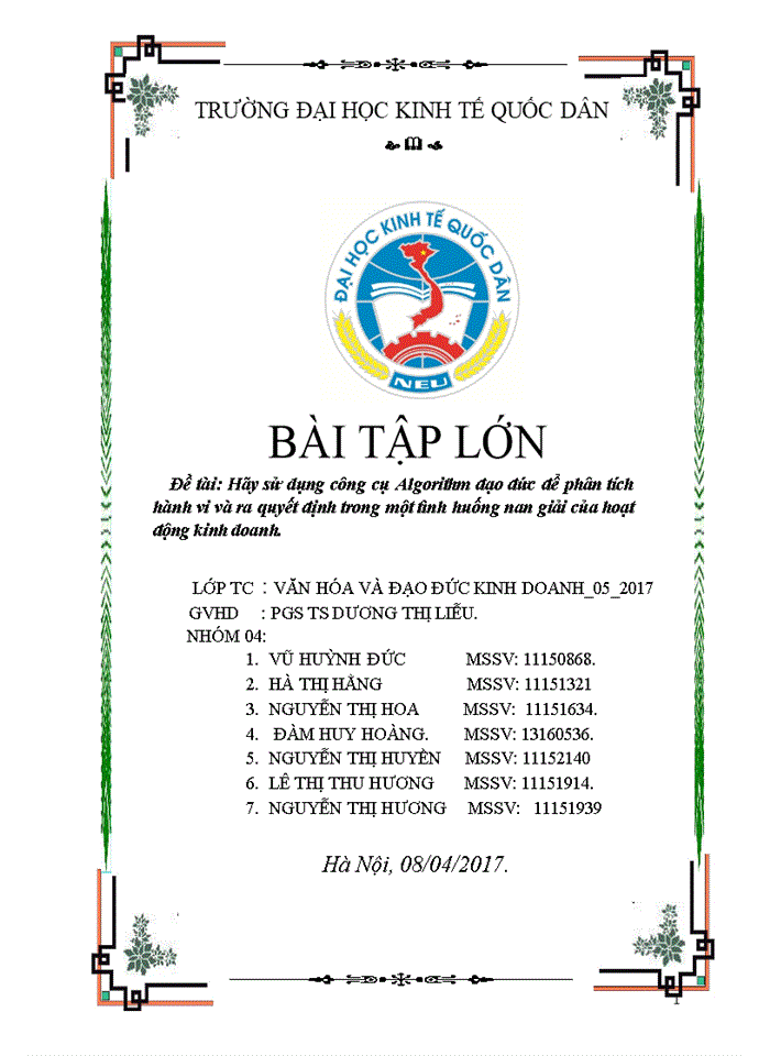 image for page Sử dụng công cụ Algorithm đạo đức để phân tích hành vi và ra quyết định trong một tình huống nan giải của hoạt động kinh doanh