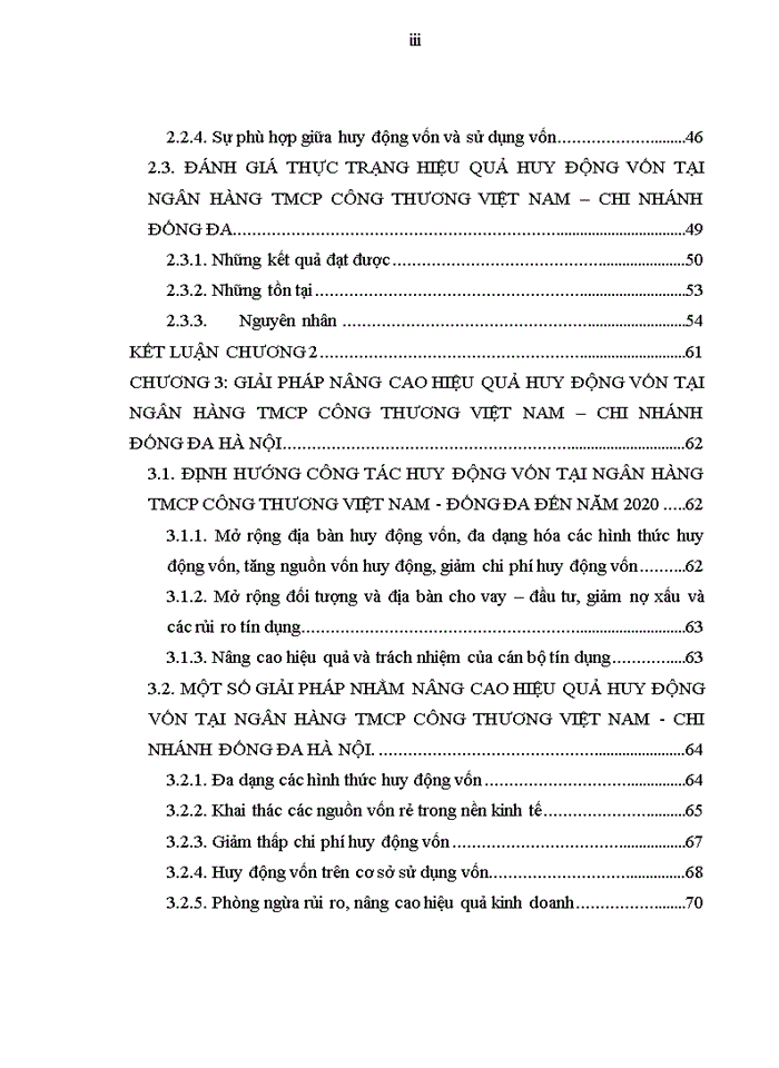 Giải pháp nâng cao hiệu quả huy động vốn tại ngân hàng tmcp công thương việt nam – chi nhánh đống đa hà nội