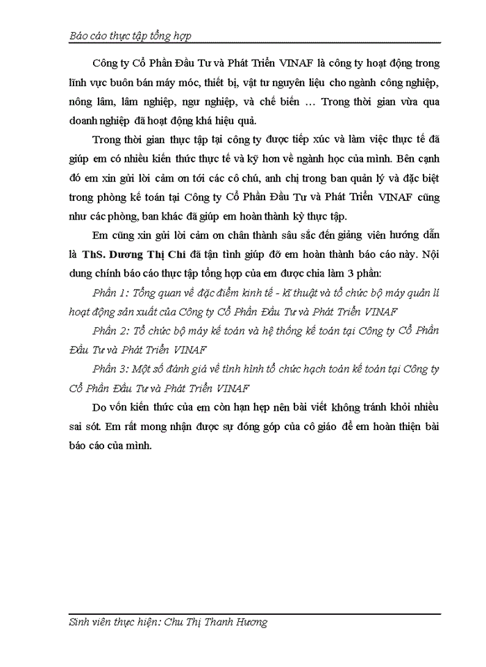 image for page Đánh giá về tình hình tổ chức hạch toán kế toán tại Công ty Cổ Phần Đầu Tư và Phát Triển VINAF
