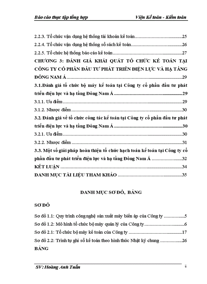 image for page Đánh giá khái quát về tình hình tổ chức kế toán tại Công ty cổ phần đầu tư phát triển điện lực và hạ tầng Đông Nam Á