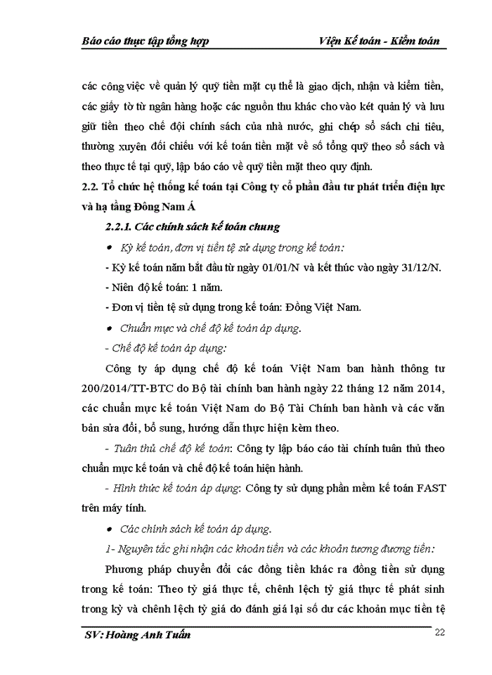 image for page Đánh giá khái quát về tình hình tổ chức kế toán tại Công ty cổ phần đầu tư phát triển điện lực và hạ tầng Đông Nam Á