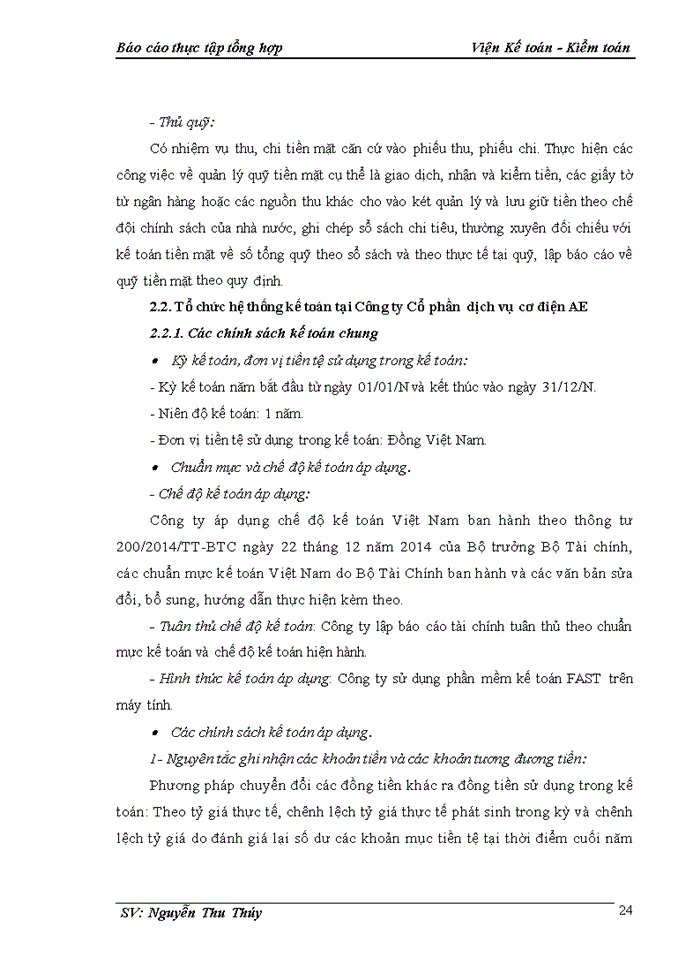 image for page Đánh giá khái quát về tình hình tổ chức kế toán tại Công ty Cổ phần dịch vụ cơ điện AE.
