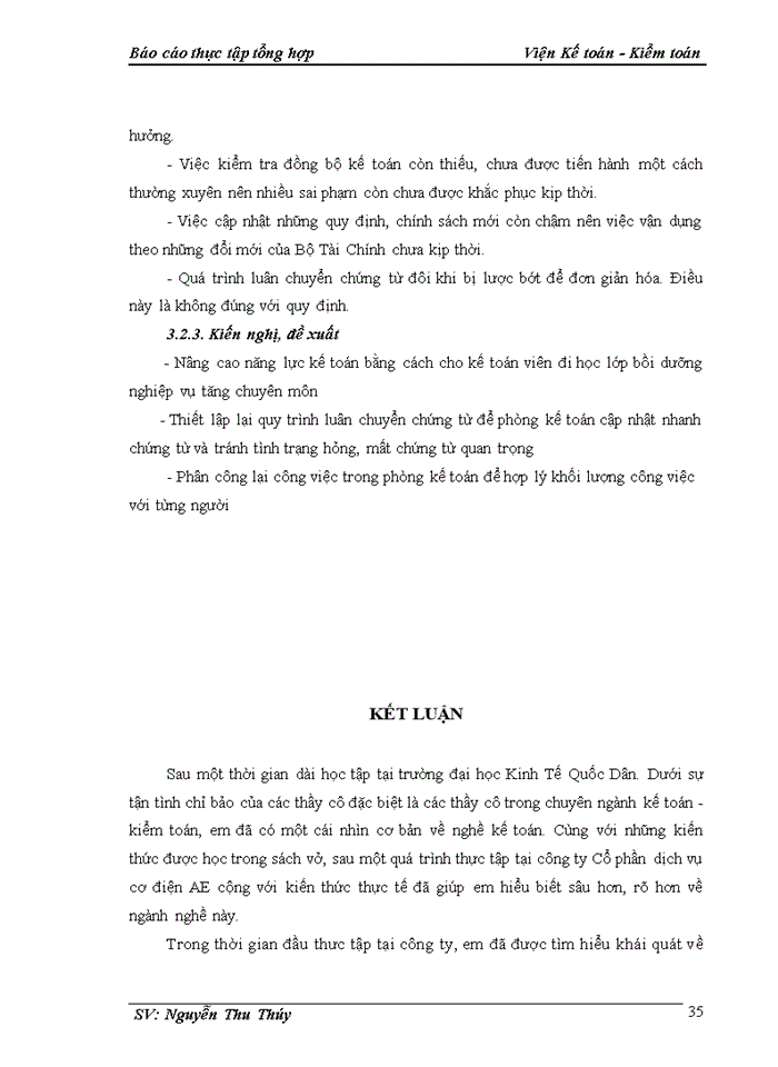 image for page Đánh giá khái quát về tình hình tổ chức kế toán tại Công ty Cổ phần dịch vụ cơ điện AE.