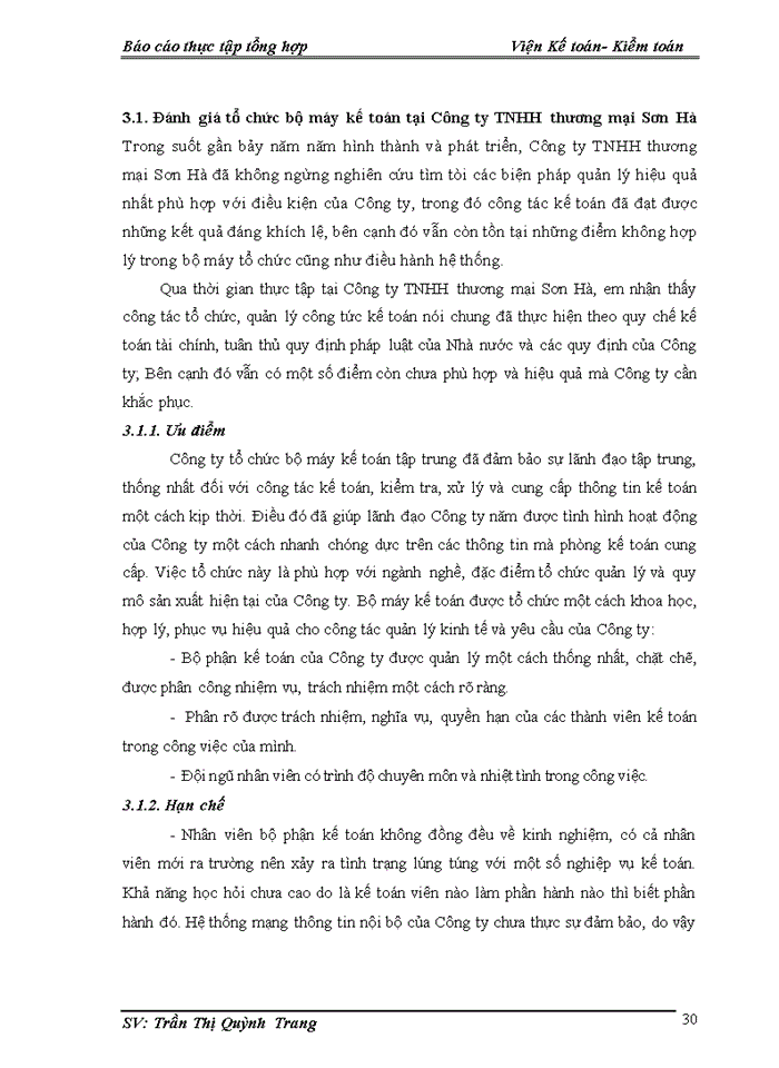 image for page Một số đánh giá về tình hình tổ chức hạch toán kế toán tại công ty TNHH thương mại Sơn Hà