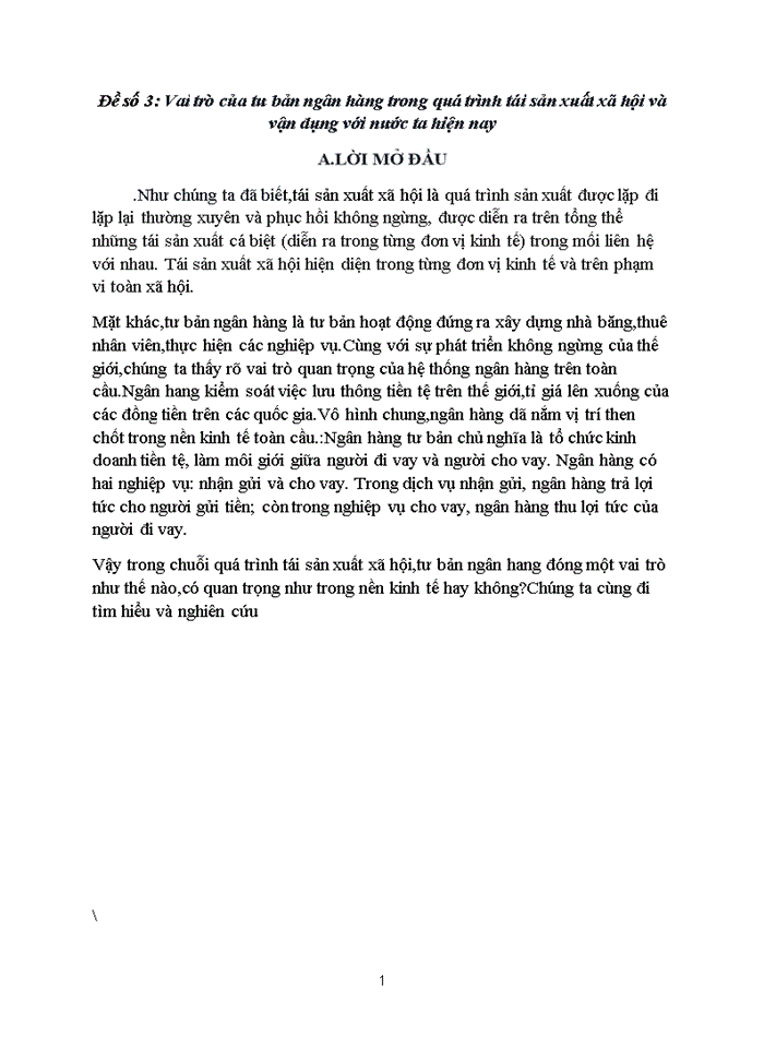image for page Vai trò của tư bản ngân hàng trong quá trình tái sản xuất xã hội và vận dụng với nước ta hiện nay