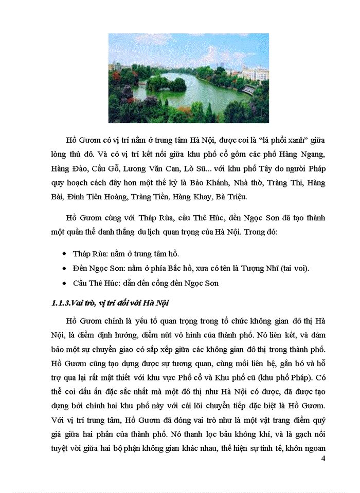 Giới thiệu về nhóm điểm tham quan khu vực Hồ Gươm (Hồ Gươm, Tháp Rùa, Cầu Thê Húc, Đền Ngọc Sơn