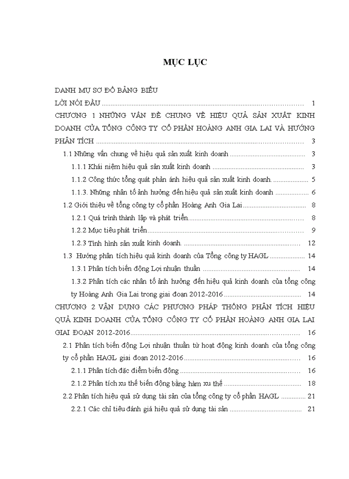 Phân tích thống kê hiệu quả kinh doanh của Tổng công ty cổ phần Hoàng Anh Gia Lai giai đoạn 2012-2016