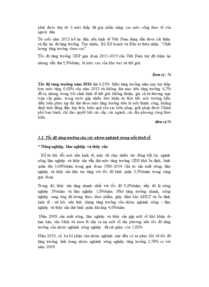 Thực trạng tăng trưởng và chất lượng tăng trưởng kinh tế Việt Nam thời kì đổi mới đến nay