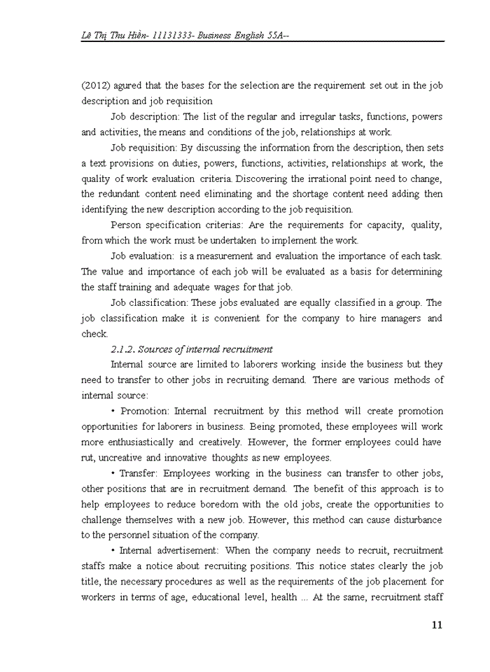 image for page Improvement in recruitment and selection process in Huong Thu trading and services company Limited
