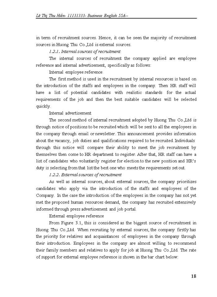 image for page Improvement in recruitment and selection process in Huong Thu trading and services company Limited