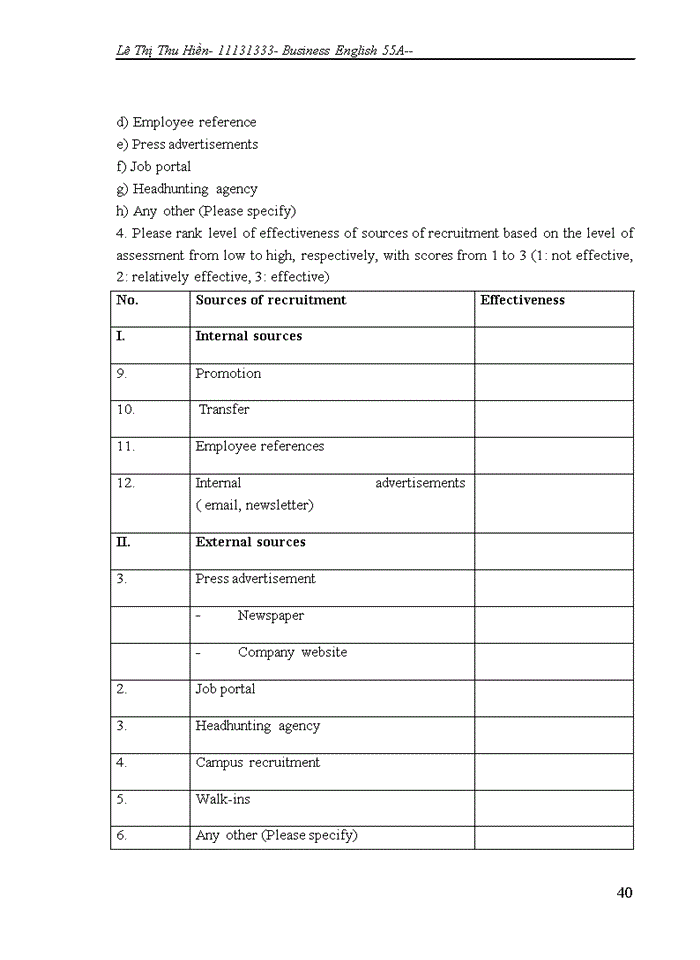 image for page Improvement in recruitment and selection process in Huong Thu trading and services company Limited