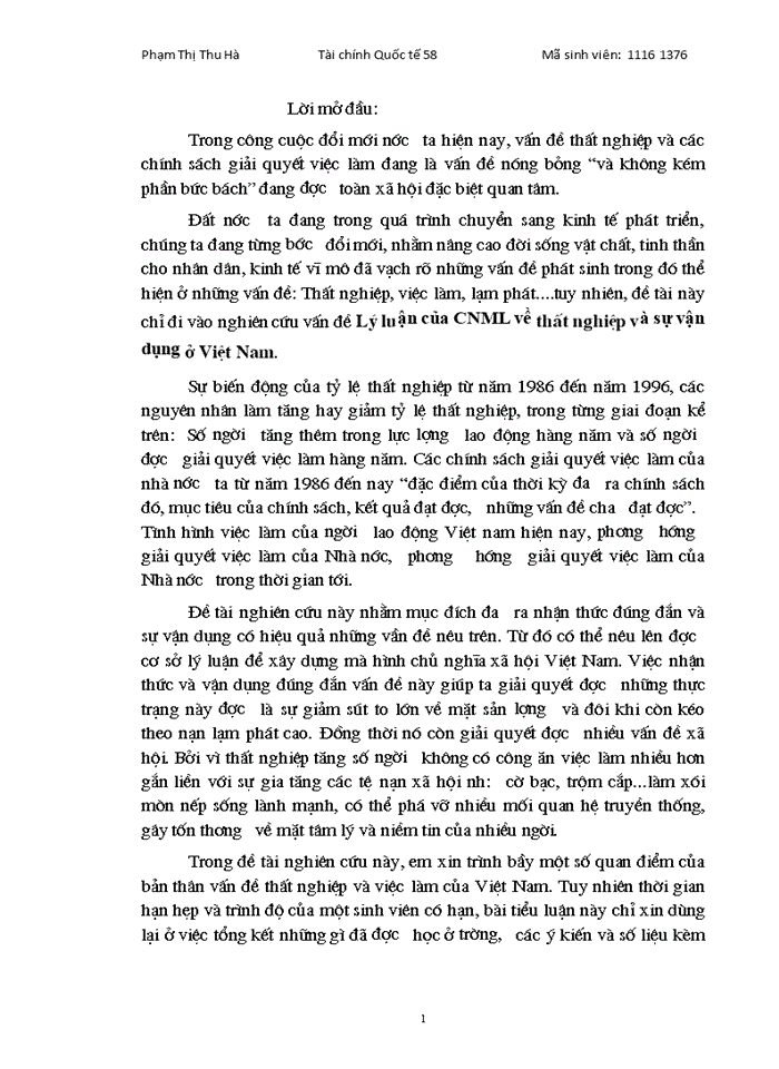image for page Lý luận của CNML về thất nghiệp và sự vận dụng ở Việt Nam.