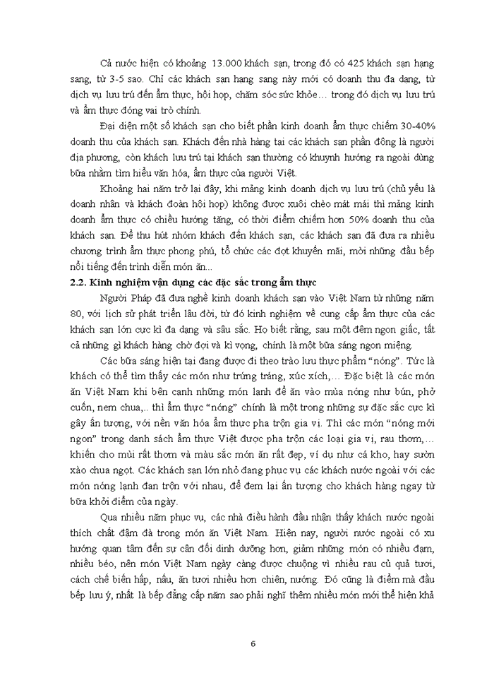 image for page Khai thác các giá trị đặc sắc của ẩm thực việt nam trong ngành kinh doanh khách sạn. (hiện tại, tồn đọng, kinh nghiệm, đề xuất)